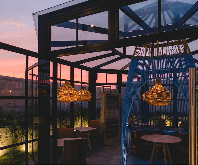 Beach Boy Glass Dining Area